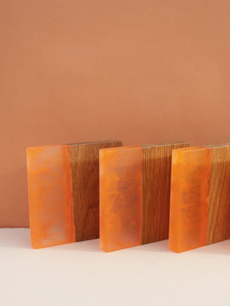 Sous-verres en chêne et résine - Effet flamme - Design minimaliste