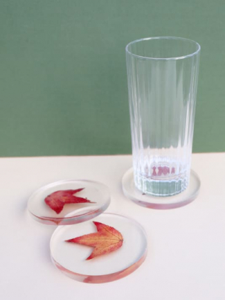 Dessous de verre Inclusion Feuilles d'Automne - Design Unique 2