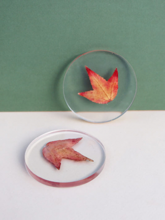 Dessous de verre Inclusion Feuilles d'Automne - Design Unique