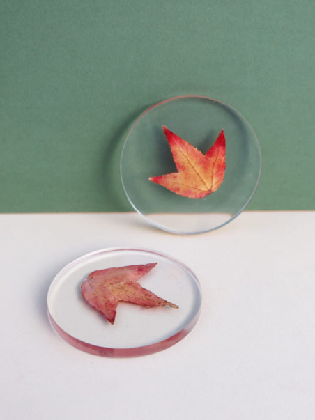 Dessous de verre Inclusion Feuilles d'Automne - Design Unique