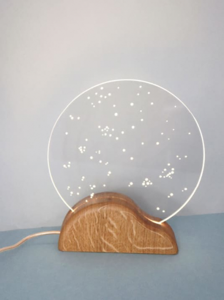 Lampe de chevet - Veilleuse Ciel Étoilé en Bois - Lumière douce