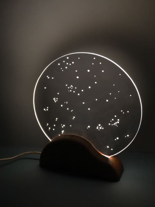 Lampe de chevet - Veilleuse Ciel Étoilé en Bois - Lumière douce