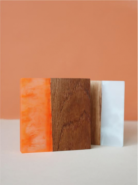 Sous-verres en chêne et résine - Effet flamme - Design minimaliste