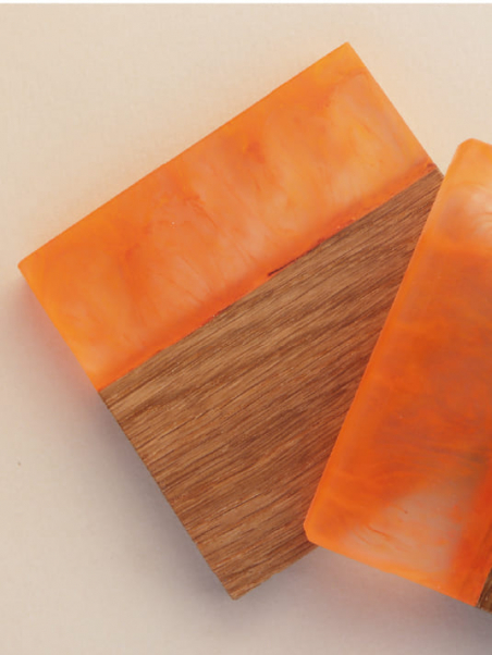 Sous-verres en chêne et résine - Effet flamme - Design minimaliste