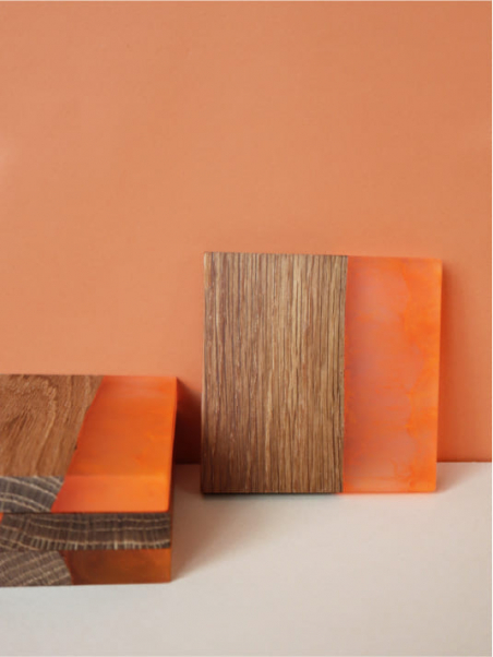Sous-verres en chêne et résine - Effet flamme - Design minimaliste