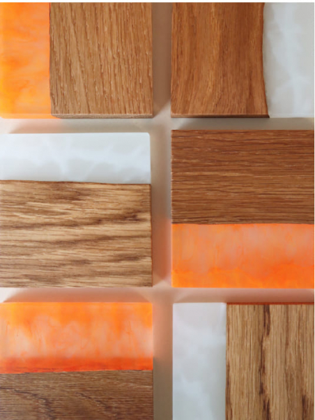 Sous-verres en chêne et résine - Effet flamme - Design minimaliste