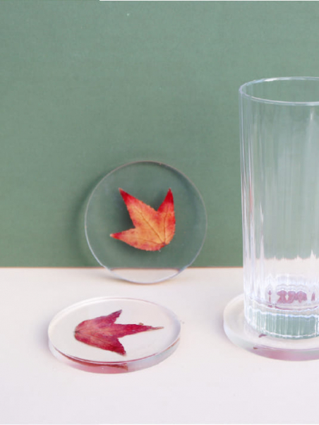 Dessous de verre Inclusion Feuilles d'Automne - Design Unique
