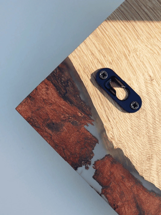 Décapsuleur Mural Bois & Résine Écorce | Objet artisanal unique