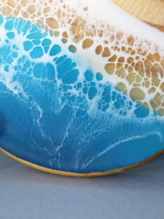 Sous-verres effet Vague Océan – Artisanat Bois & Résine