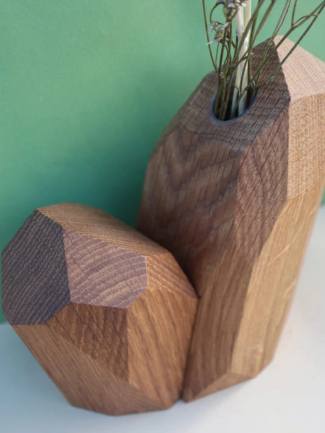 Vase Soliflore en Bois Massif forme de Cristaux Minéraux - Elementti 2