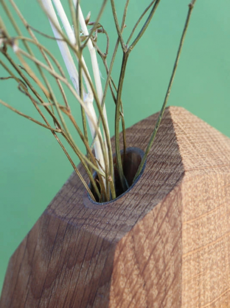 Vase Soliflore en Bois Massif forme de Cristaux Minéraux - Elementti