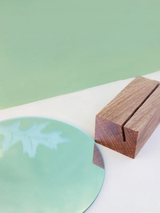 Miroir gravé rond 20cm - Base en chêne massif - Artisanal 2