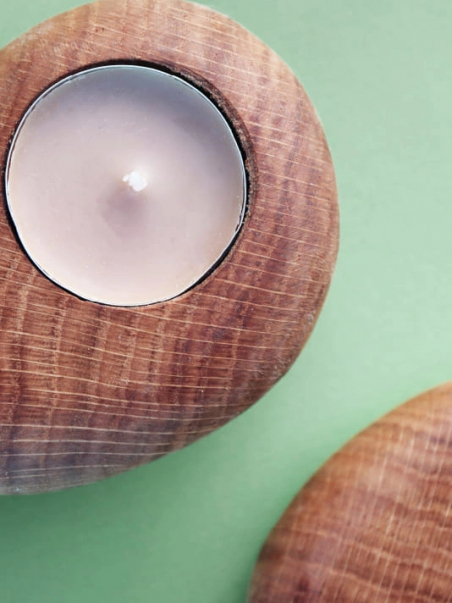 Bougeoir Galet Chêne