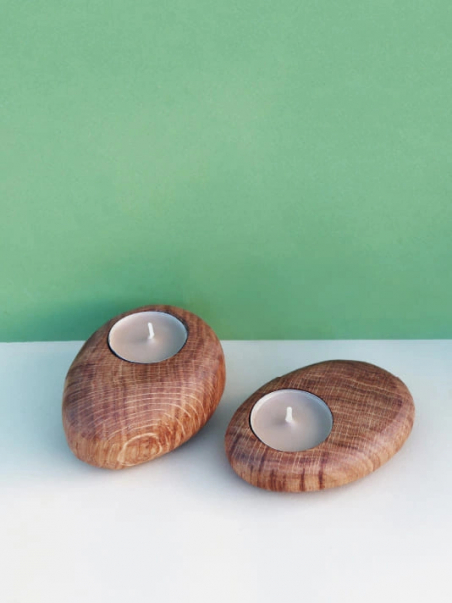 Bougeoir Galet Chêne