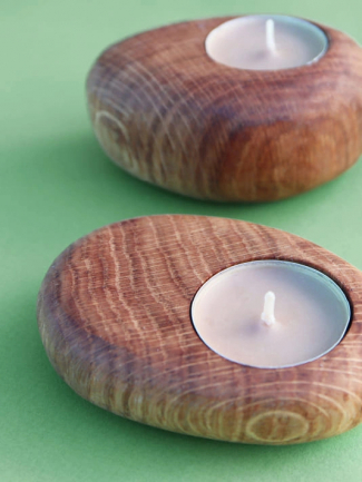 Bougeoir Galet Chêne 2