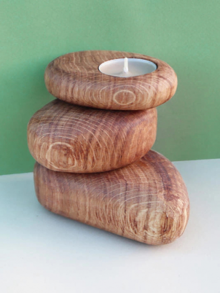 Bougeoir Galet Chêne