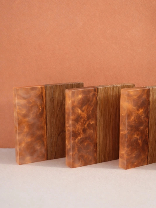 Sous-verres en chêne et résine - Effet flamme - Design minimaliste