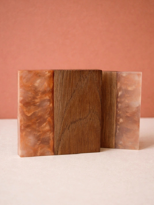 Sous-verres en chêne et résine - Effet flamme - Design minimaliste