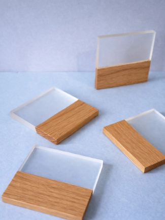 Sous-verres en chêne et résine transparente - Design minimaliste